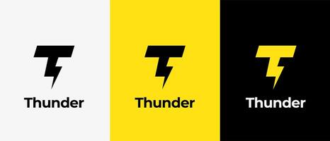 Logo minimalist letter T and flash, thunder or power, logo electricity, logo energy, logo thunder, logo volt icon simple. Editable file vector