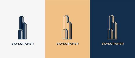 Logo Skyscraper Building with luxury color. Logo real estate, architecture, building, apartment. Editable file vector