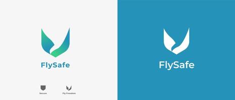 Logo minimalist Eagle or bird combined shield shape with meaning guard and freedom, logo security, safety, cyber, network and technology, flight, travel logo design. Editable file vector