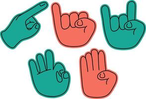 Colorful Doodle Hand Gestures Representing Different Meanings and Symbols Good For Poster Design Etc vector
