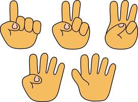 Doodle Hand Gestures Representing Numbers One to Five Good For Poster Design Etc. vector