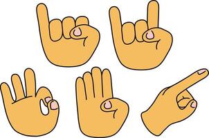 Doodle Hand Gestures Representing Different Meanings and Symbols Good For Poster Design Etc. vector