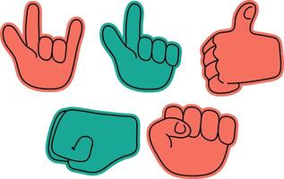 Colorful Doodle Hand Gestures Representing Different Meanings and Symbols Good For Poster Design Etc vector