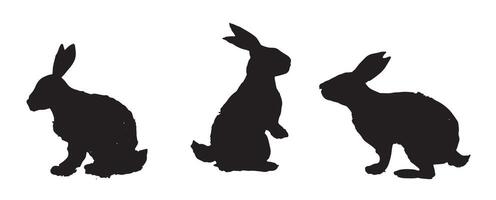 Rabbit silhouette in calligraphic style vector