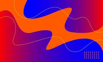 abstract orange background with blue red curved wave vector