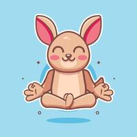 calm kangaroo animal character mascot with yoga meditation pose isolated cartoon vector
