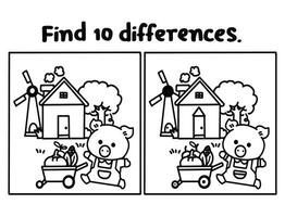 Find 10 differences coloring pages. vector