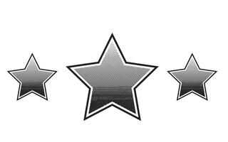 Three stars elements with halftone effect. Black dots and pop art texture. Retro illustration vector