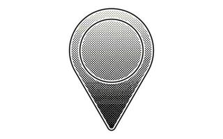 Location elements with halftone effect. Black dots and pop art texture. Retro illustration vector