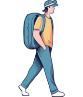 A man with a backpack walking png