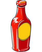 A red bottle of ketchup with a yellow label png