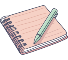 A notebook with a pen on top of it png
