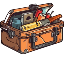 An orange toolbox with tools inside png