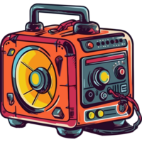An orange and black radio with a speaker png