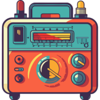An old radio with a clock and a meter png