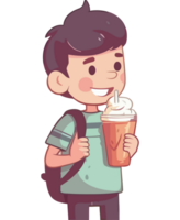 Garoto segurando uma milkshake png