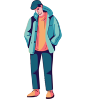 A man in a jacket and pants standing png