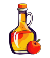 Apple cider in a glass bottle with an apple png