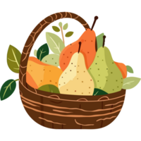 A basket full of pears and apples png