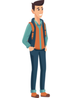 uma desenho animado homem com uma mochila em pé png