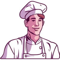 A cartoon chef with a hat on png