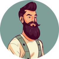 A bearded man with a mustache and beard in a round circle png