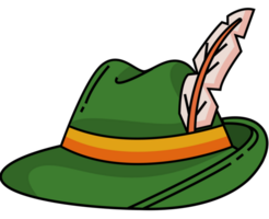 A green hat with a feather and a feather png