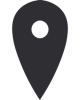 A black pin on a map with a circle in the center png