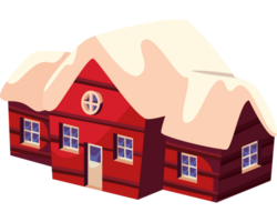 A red house with snow on the roof png