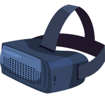 A virtual reality headset with a black background png