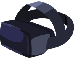 A black virtual reality headset with a black strap png