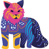 A colorful cat with a patterned design png