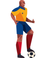 A cartoon soccer player standing on the ball png