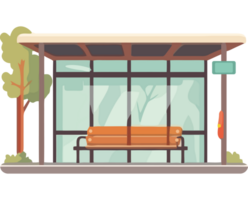 An illustration of a bus stop with a bench png