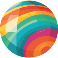A colorful ball with a rainbow design png