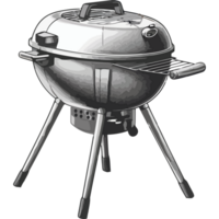 A barbecue grill with a black background png
