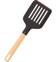 A spatula with a wooden handle on a black background png