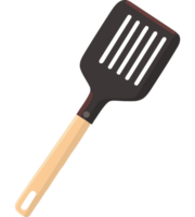 A spatula with a wooden handle on a black background png