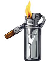 A lighter with a burning flame in it png