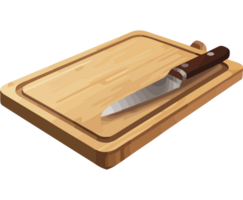 A knife and cutting board on a black background png