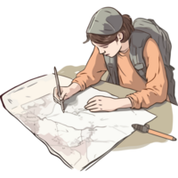 A person is drawing on a map png
