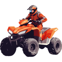 An orange quad bike rider is riding on a black background png