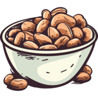 A bowl full of nuts on a black background png