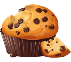 Chocolate chip muffin with a bite out of it png