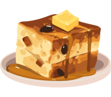 A piece of bread pudding with syrup and butter png