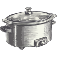 A drawing of a slow cooker on a black background png