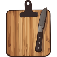 A knife and cutting board on a cutting board png