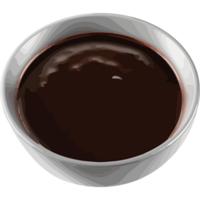 A bowl of chocolate sauce on a black background png