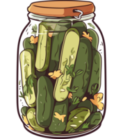 A jar full of pickles on a black background png