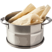 A pot filled with rice and a bowl of rice png